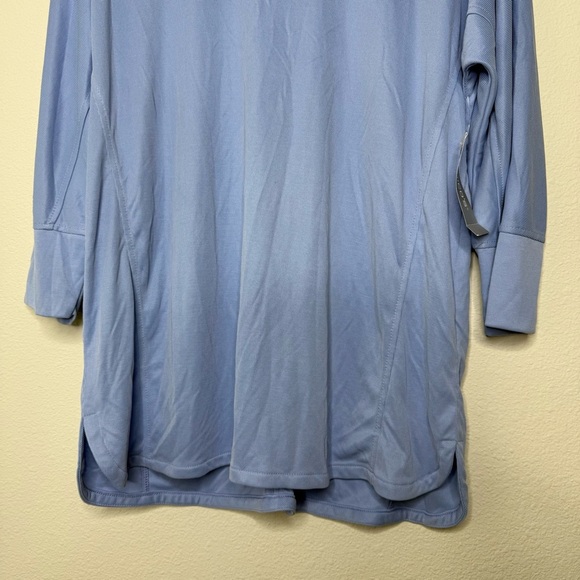 Chico’s Knit Top Sandwash Wedge Tunic Top 3/4 Sleeve Blue Veil Size 2 US SIZE 10 - Picture 5 of 11